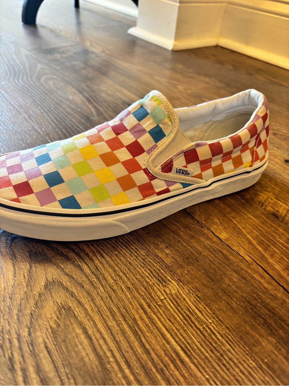 Vans Slip-On Checkerboard Sneakers in Rainbow Colors - Picture 2 of 11